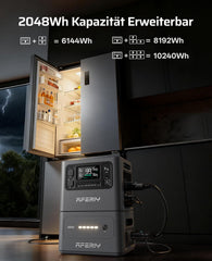 AFERIY 2800W Tragbare Powerstation, 2048Wh LiFePO4 In 1,5h Schnellladbar, 13 Ausgänge, Reine Sinuswelle 230V, USV, Erweiterbar Auf 4096Wh, Solar
