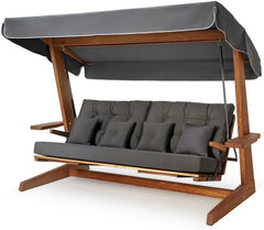 WESTMANN Hollywoodschaukel Luna 2600 | 260x139x195 cm Grau | Holzschaukel für bis zu 4 Personen inklusive Sonnenschutz