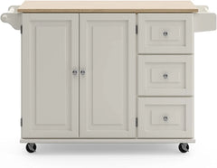 Homestyles Dolly Madison Mobile Kitchen Island Cart, Drop Leaf Breakfast Bar