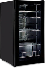 °CUBES Getränkekühlschrank 90L mit Glastür & 4 variablen Ablagen | Kompakter Flaschenkühlschrank, perfekt für zu Hause, Büro, Partys & Gastro |