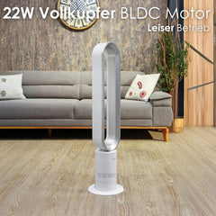 Zilan Turmventilator energiesparender BLDC Motor mit Fernbedienung Ventilator energiesparend oszillierend sehr leise Design Standventilator 10 Stufen