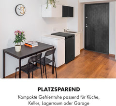 Klarstein Gefriertruhe Klein und Schmal, Freistehende Kleine Gefriertruhe, 78 Liter Tiefkühltruhe, Kleine Kühltruhe mit Einhängekorb,