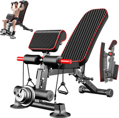 Adjustable Weight Bench - Utility Weight Benches for Full Body Workout, Foldable Flat