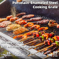 Upgraded 4 Burner BBQ Propane Gas Grill with Cast Iron Grates & Side Stove, 44,000 BTU Stainless Steel Burner Barbecue Grill for Patio, Camping, Outdoor Cooking MELLCOM