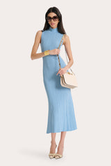 Azura Ribbed Trumpet Mock Neck Dress