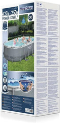 Bestway Power Steel Frame Pool Set, oval, grau, 424 x 250 x 100 cm