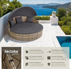 tectake Lounge Muschel Sonneninsel Outdoor wetterfest, Gartenmuschel, Sonnenliege 2 Personen und mehr, multifunktionales Terrasse oder Balkon Möbel,