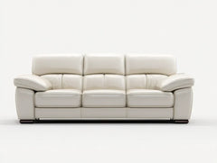 Sofás 3 plazas tapizado cuero sintético estructura madera 220x95x90 cm - Beige - Diseño moderno