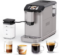 Full Automatic Espresso Machine with Built-In Grinder & Milk Frother - FTF Touchscreen Coffee Maker for Latte/Cappuccino, 20 Bar Pressur & 1.5L...