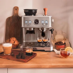 Cecotec Cafetera Express Barista Power Espresso 20 Barista. 2250W, 20 Bares, Manometro y 2 Thermoblocks, Depósito de Café en Grano, Molinillo con 20
