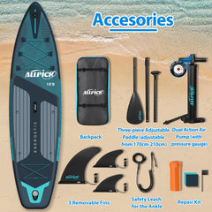 2026 Tabla de Paddle Surf Inflable ALLPICK Premium (Verde Premium) – Set Completo con Soporte Universal para Cámara, Remo Ajustable, para