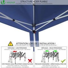 VOUNOT Carpa Plegable Gazebo 3x3m con 4 Paredes y 4 Bolsas de Arena, Cenador Pabellón de Jardín para Camping, Fiestas, Exterior, Color Azul