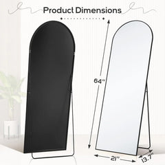 21x64 Arched Full-Length Mirror – Shatter-Proof Glass with Aluminum Alloy Stand