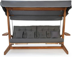 WESTMANN Hollywoodschaukel Luna 2600 | 260x139x195 cm Grau | Holzschaukel für bis zu 4 Personen inklusive Sonnenschutz