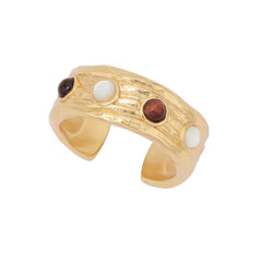 Caivera Gold Plated Brass Ring Set – Clover Ring and Cuff Ring