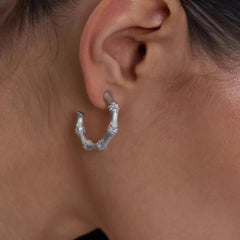 Caivera Plated Brass Bamboo Hoop Earrings – 1.1 inch