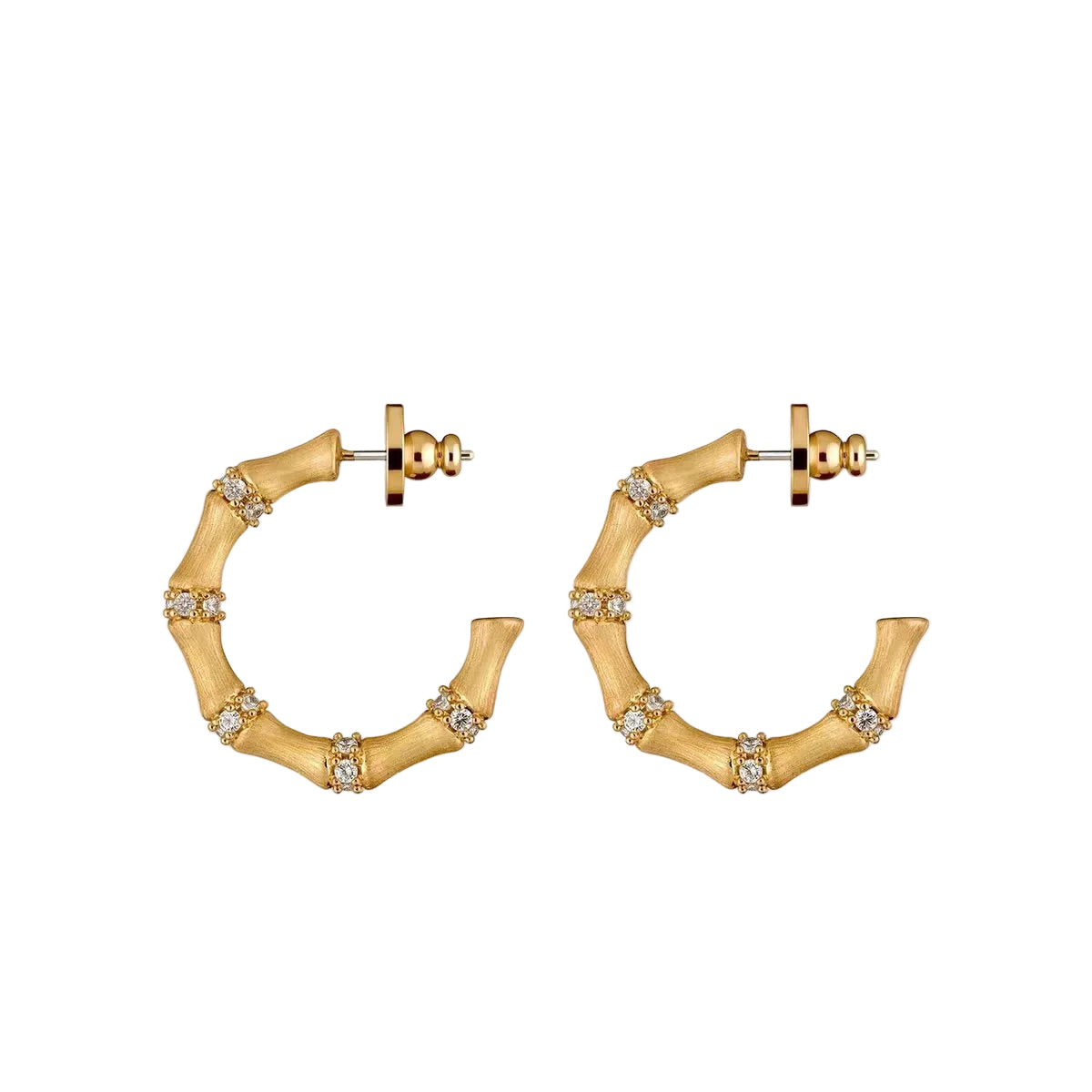 Caivera Plated Brass Bamboo Hoop Earrings – 1.1 inch