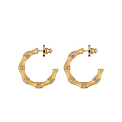 Caivera Plated Brass Bamboo Hoop Earrings – 1.1 inch