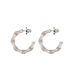 Caivera Plated Brass Bamboo Hoop Earrings – 1.1 inch