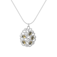 Caivera Plated Brass Openwork Pendant Necklace, 28 inch + 3 inch Extender