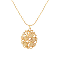 Caivera Plated Brass Openwork Pendant Necklace, 28 inch + 3 inch Extender