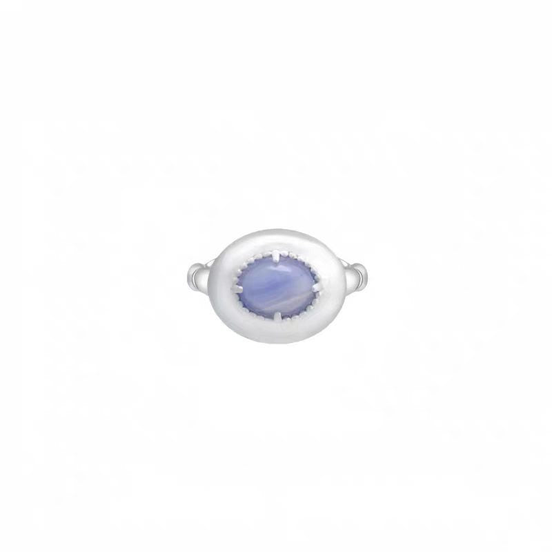 Caivera Plated Brass Oval Cabochon Ring – Beaded Bezel, 15 x 13 mm
