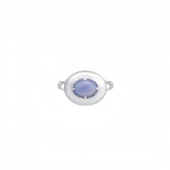 Caivera Plated Brass Oval Cabochon Ring – Beaded Bezel, 15 x 13 mm