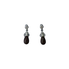 Caivera Silver Plated Brass Drop Earrings – Brown Teardrop, 0.9 inch