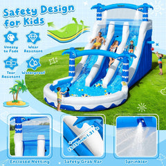 Hüpfburg XXL mit 2 Wasserrutsche für Gewerblichen Erwachsene & Kinder, Aufblasbare Bouncy Castle für Indoor Outdoor mit Gebläse Größe Pool Rutsche