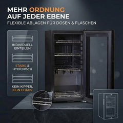 Sommertal Getränkekühlschrank 50L – Mini Kühlschrank schwarz mit Glastür, Touchscreen & LED | Kleiner Flaschenkühlschrank abschließbar & leise für