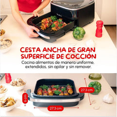 Moulinex Freidora de Aire Easy Fry XL Surface, 2200 W, Doble Resistencia, Cocción Uniforme, Cesta Ancha, 10 Programas Automáticos, Horno para Pizzas,