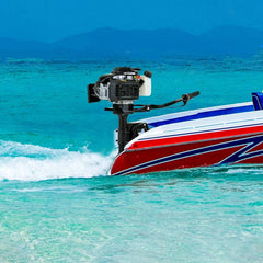 4 Stroke Outboard Motor, 4HP Heavy Duty Fishing Boat Engine with Wind Cooling CDI System, 55CC Jet Pump Boat Engine for Fishing Boats, Rubber Boats,