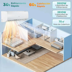 COSTWAY Aire Acondicionado Split, 2,6 kW, Aire Acondicionado con Calefacción con Bomba de Calor,Refrigerante: R32, Calefactor y Refrigerador con Kit
