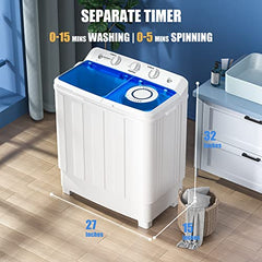 Auertech Portable Washing Machine, 28lbs Twin Tub Washer Mini Compact Laundry Machine