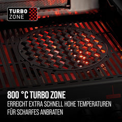 Enders Gasgrill Monroe Pro 4 SIKR Turbo Shadow inkl. Seargrate, 4-Brenner, mit Kocher, Infrarot-Heckbrenner, PanoVision Sichtfenster, Gussrost,