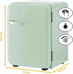 TZS First Austria - Retro Mini Kühlschrank 40L - Lautlos - Vintage Minibar für Schlafzimmer & Büro - mint
