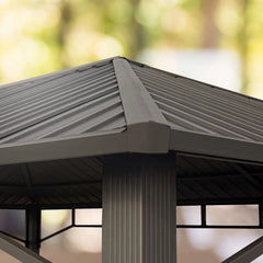 TOOLPORT Gartenpavillon 3x3 m Stahldach Hardtop 4 Seitenteile in Grau, Pfosten 9x9 cm