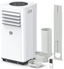 9000 BTU Aire Acondicionado Portátil, 4 en 1: Refrigeración, Ventilador, Deshumidificador y Modo Sueño, Silencioso, con Mando, Temporizador 24h y Kit