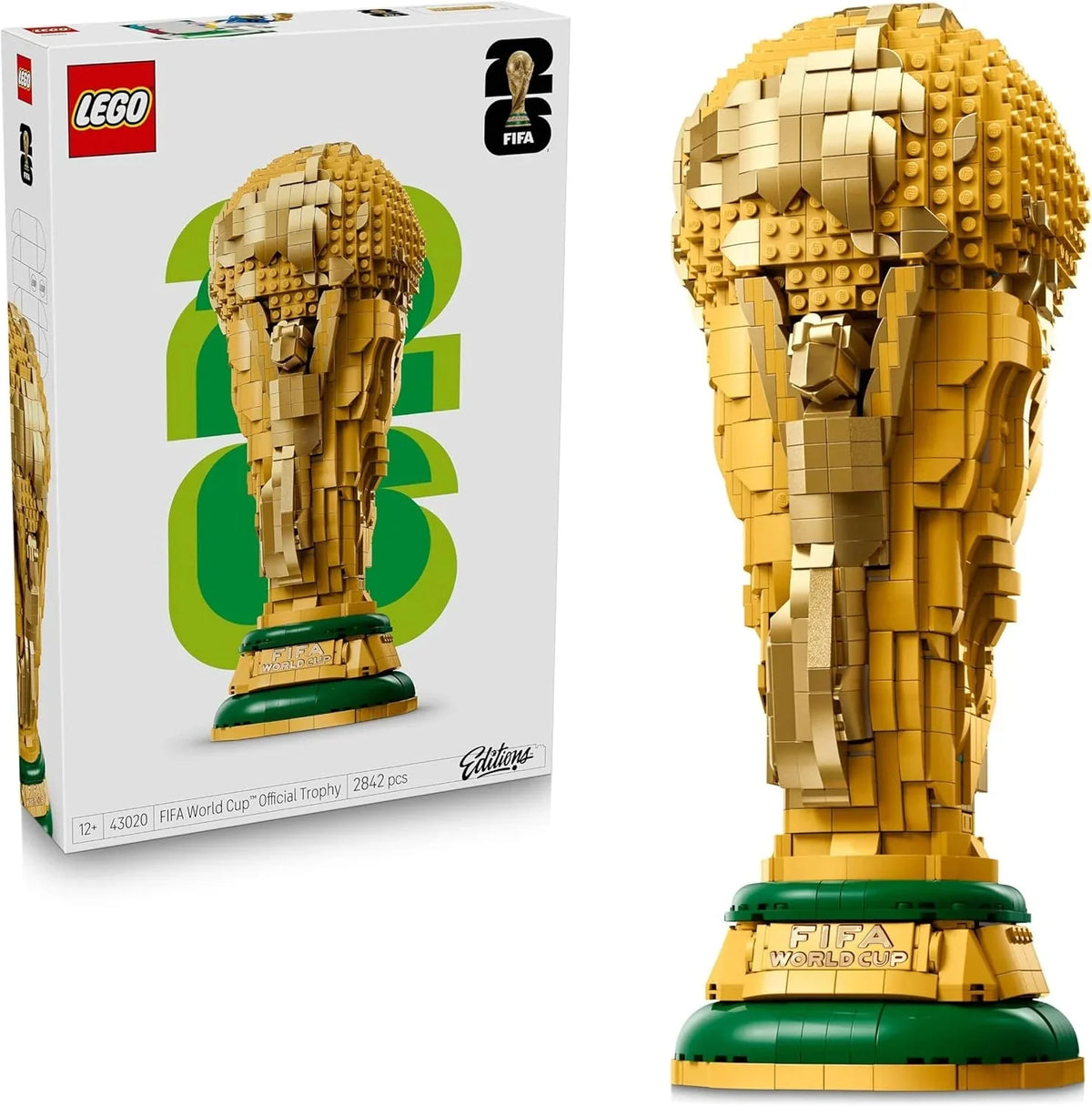 Editions Trofeo Oficial de la Copa Mundial de la FIFA - Trofeo de Juguete - Maqueta 3D con Minifigura Coleccionable - Regalo de Fútbol para Niños y
